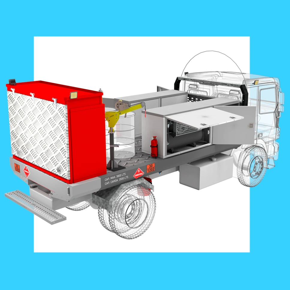 EQUIPAMIENTO PARA LUBRICACIÓN MÓVIL CON TANQUE CISTERNA DIESEL 3000 LITROS SOBRE CAMIÓN SEMITÉRMICO | 01-007-008