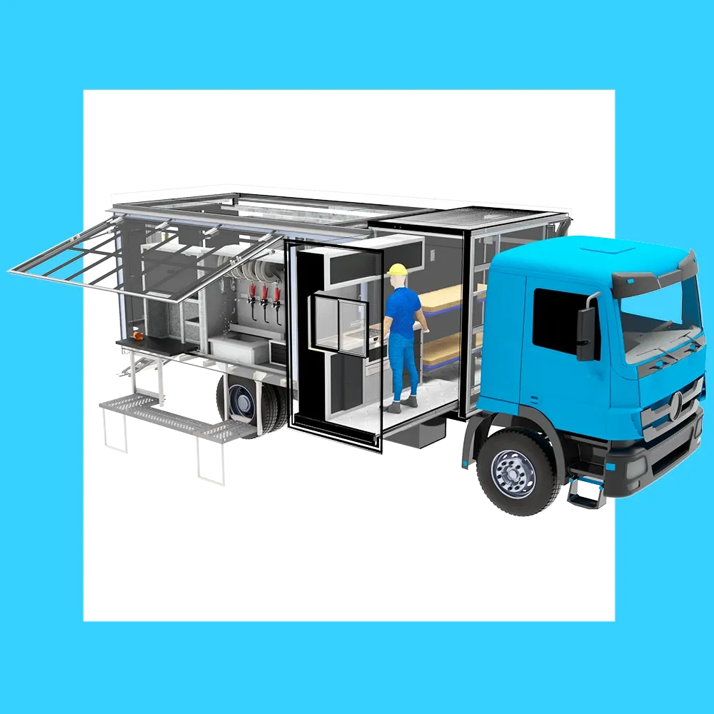 CARROCERÍA MAS EQUIPAMIENTO PARA LUBRICACION MÓVIL CON COCINA EXTRAIBLE Y DORMIS SOBRE CAMIÓN | 01-007-006