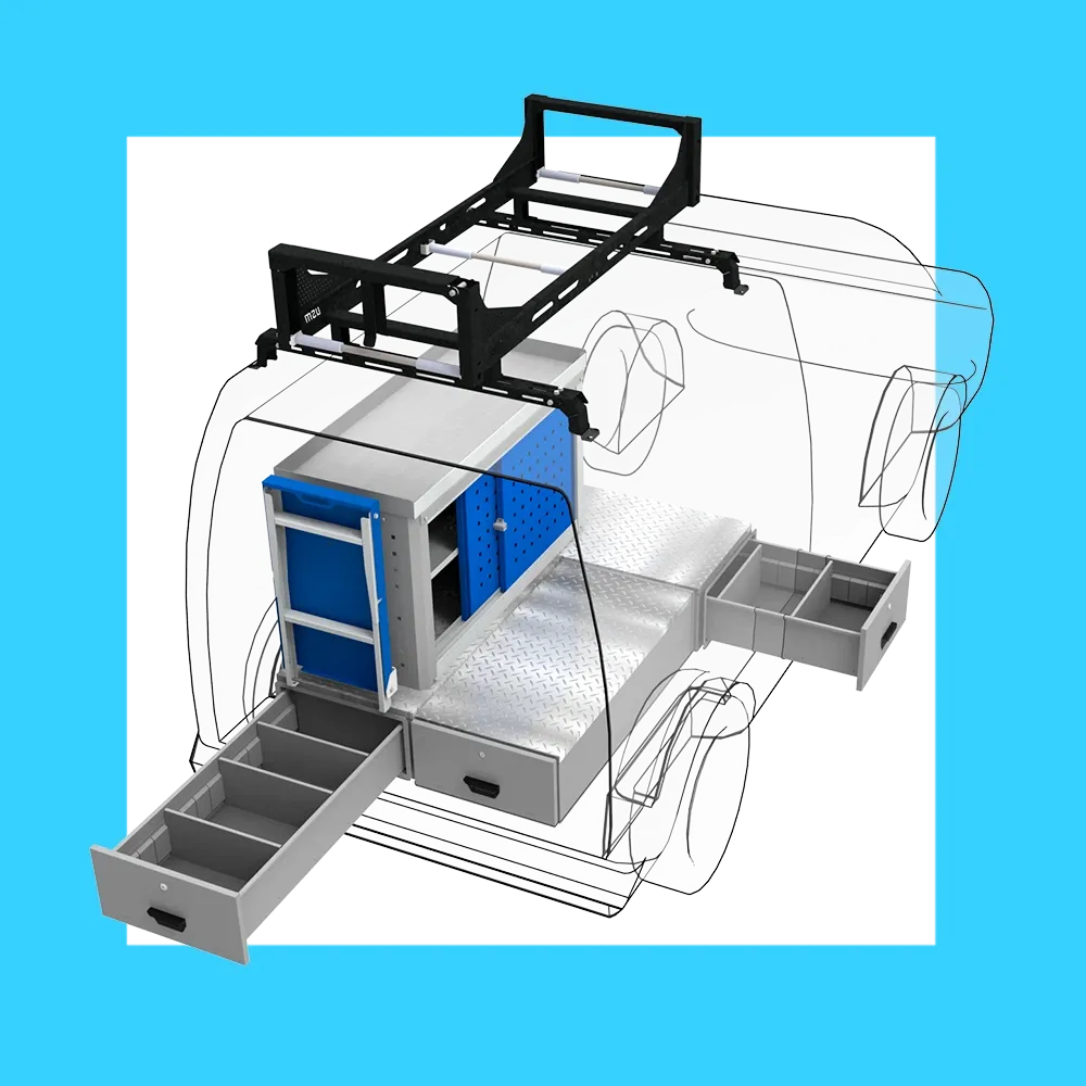 EQUIPAMIENTO MOBILIARIO Y PORTA ESCALERA
 SOBRE FURGONETA